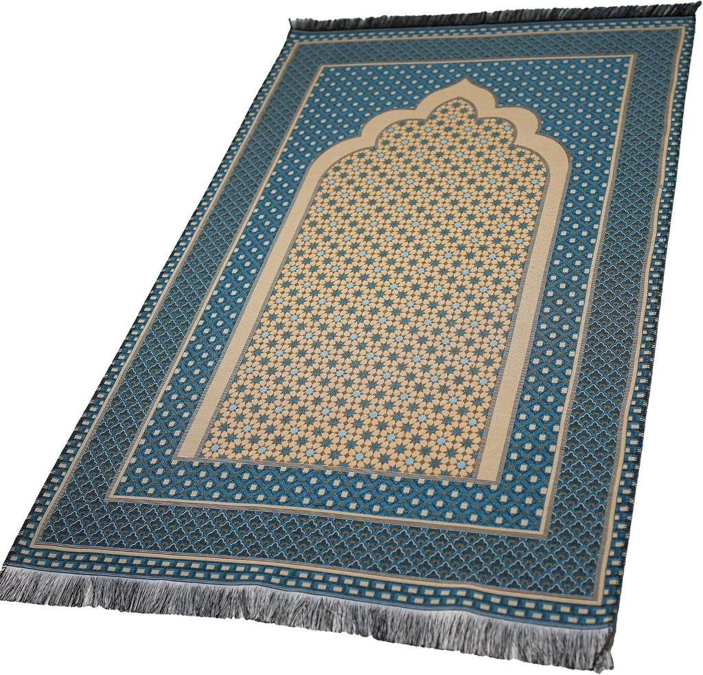 Turkish Islamic Prayer Mat Janamaz Sajjadah | Thin Woven Cotton Praying Rug Ramadan Eid Gift | Traditional Muslim