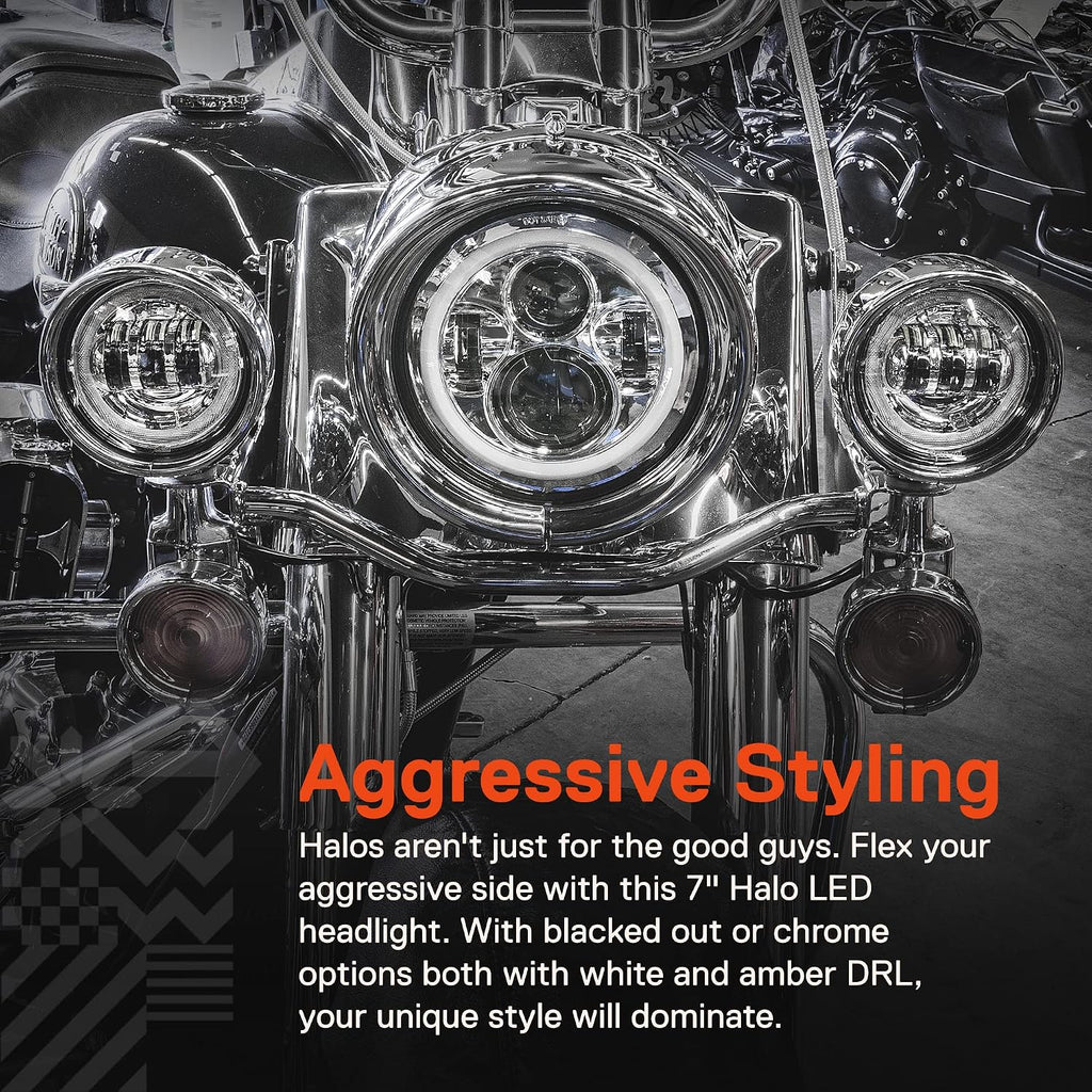 TRUE MODS 7 Inch Halo LED Headlight 4.5" Passing Light for Harley Davidson