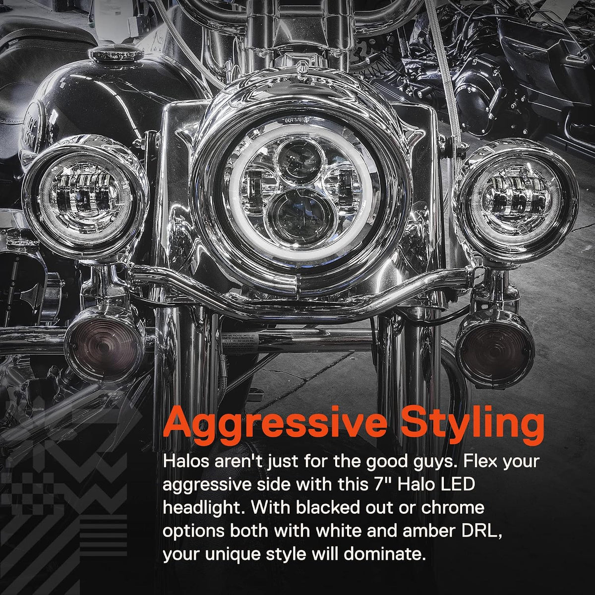 TRUE MODS 7 Inch Halo LED Headlight 4.5" Passing Light for Harley Davidson
