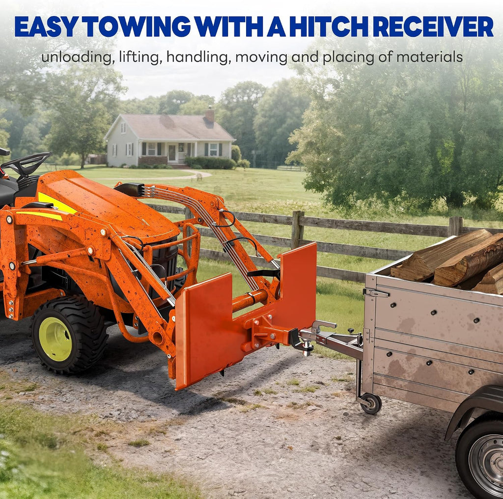 3/8" Skid Steer Mount Plate with 2" Removable Trailer Hitch Receiver, Thick Skid Steer Plate Attachment, Universal
