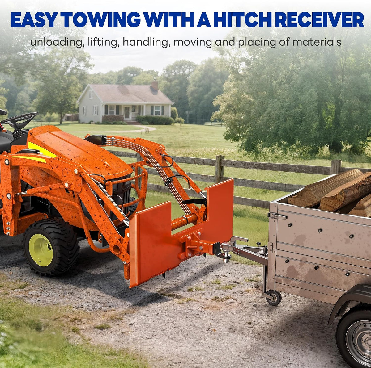 3/8" Skid Steer Mount Plate with 2" Removable Trailer Hitch Receiver, Thick Skid Steer Plate Attachment, Universal