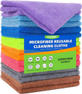 Microfiber Cleaning Cloths 16 Pack 8 Color Cleaning Rags for Housekeeping Home Kitchen Bathroom Car,11.5"X11.5" Soft
