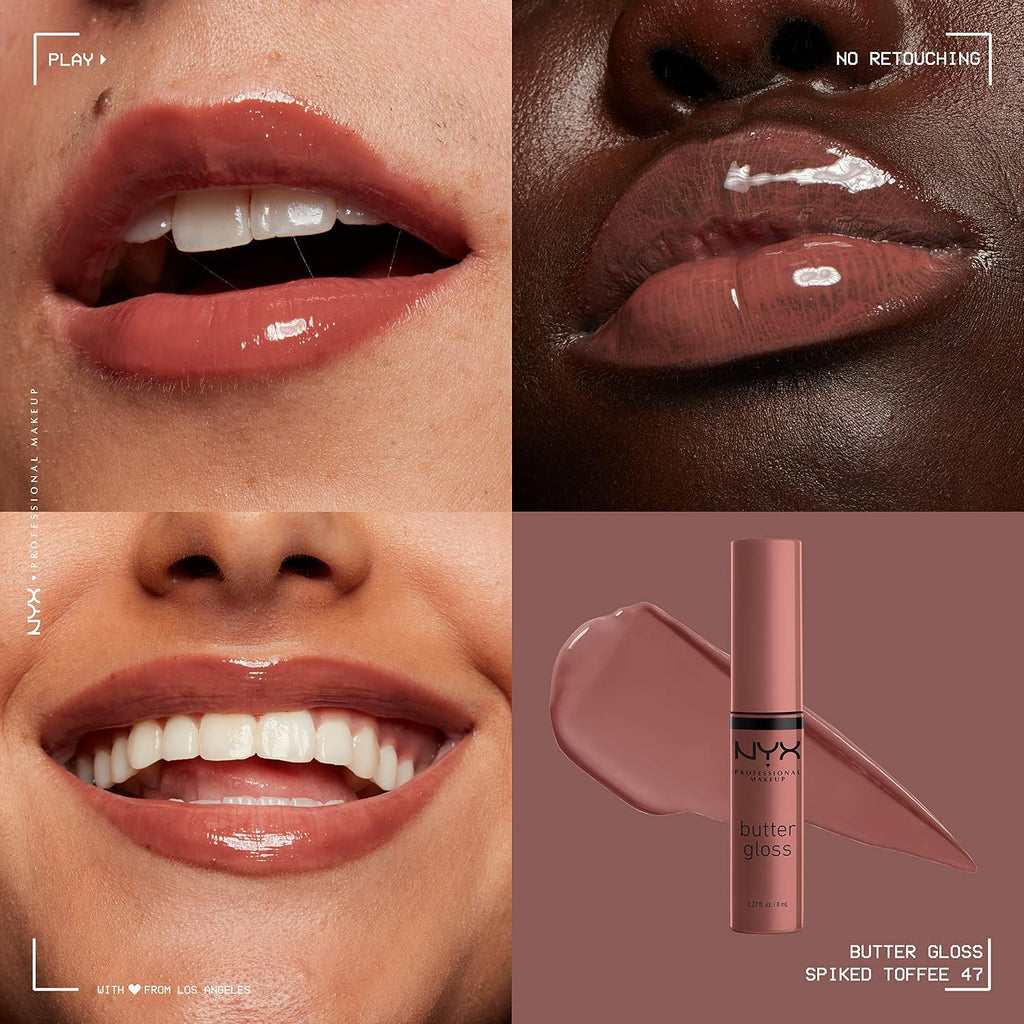 Butter Gloss Brown Sugar, Non-Sticky Lip Gloss - Pack Of 3 (Sugar High, Spiked Toffee, Butterscotch)