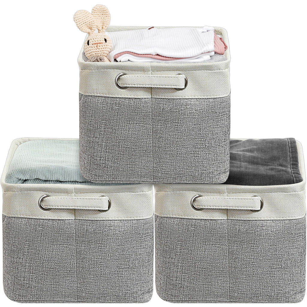 14.4" x 10" Slim Large Fabric Storage Bin, 3 Pack, Gray