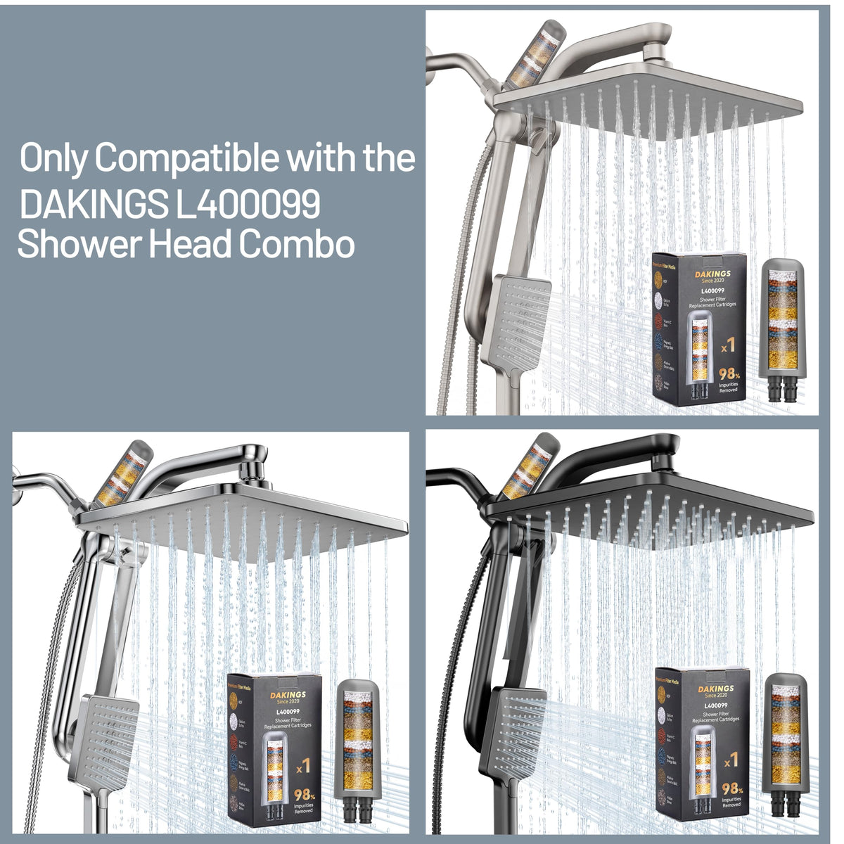2-Pack Gray Shower Head Filter Replacement for L400099