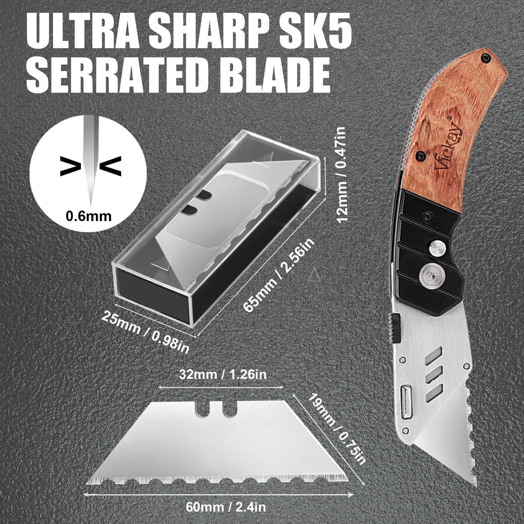 Utility Knife Blades, SK5 Box Cutter & Razor Blades-Serrated Edge