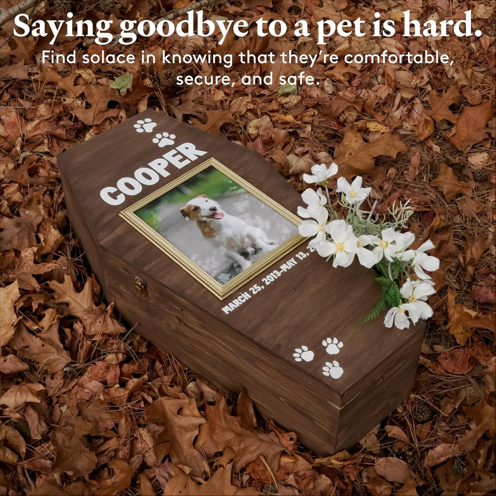 Wooden Memorial Keepsake Box, 17-3/4 Inch Pet Casket, Wooden Coffin Tray, Unfinished Wood, Pack of 1 for Small Pet