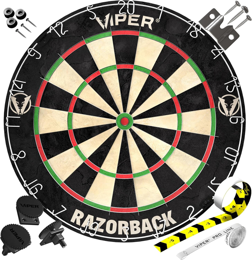 Viper Razorback Regulation Bristle Sisal Steel Tip Dart Board for Adults | WDF Accredited, 17.75 Inch Dartboard