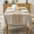 Tablecloth Rectangle Linen Style Fabric, 55" x 75" Coffee Lines
