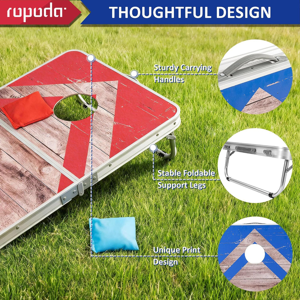 Cornhole Board Set with Score Sheet, 4×2/3×2 FT Regulation Size Corn Hole Games for Adults with Lightweight Aluminum