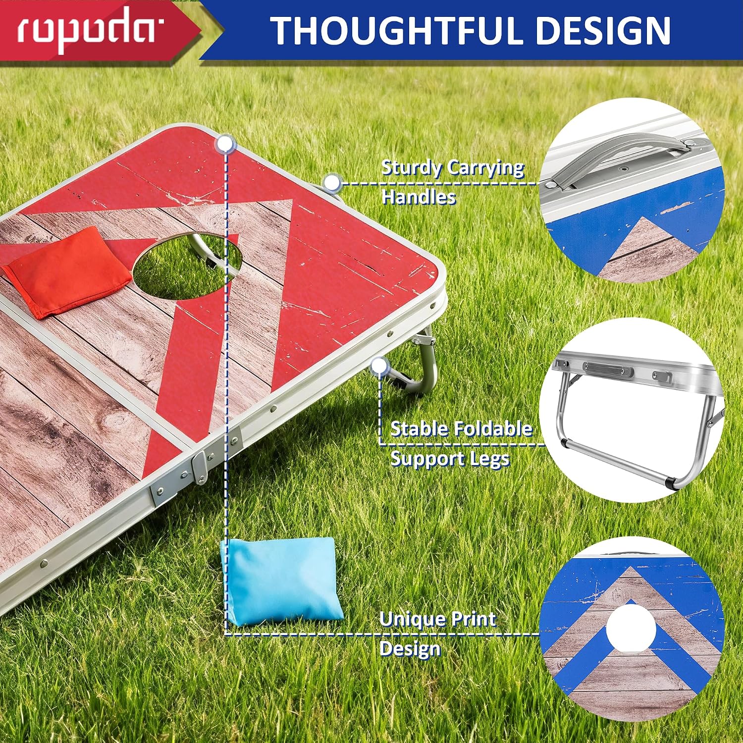 Cornhole Board Set with Score Sheet, 4×2/3×2 FT Regulation Size Corn Hole Games for Adults with Lightweight Aluminum