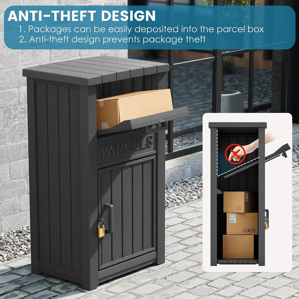Package Delivery Box for Outside, Parcel Drop Box, Classic Black | Large, Lockable & Weatherproof, Anti-Theft