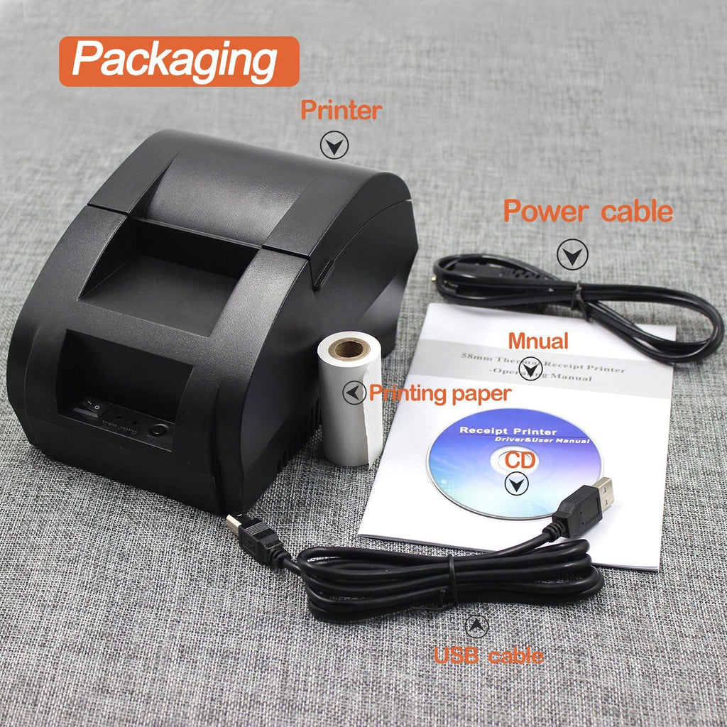 58MM USB Thermal Receipt Printer, High Speed Printing 90mm/sec, Compatible with ESC/POS Print Commands Set
