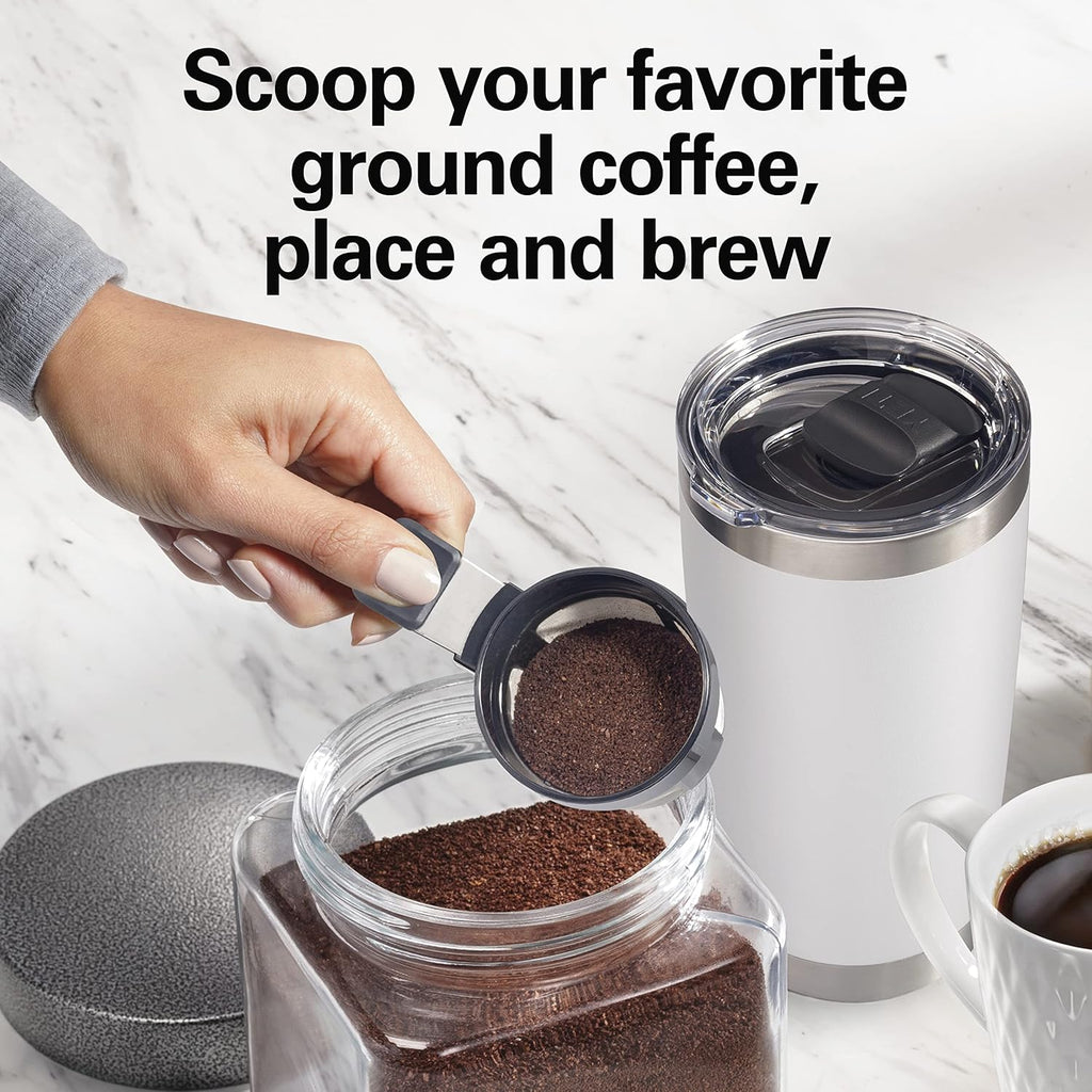 The Scoop Single Serve Coffee Maker & Fast Grounds Brewer for 8-14oz. Cups, Brews in Minutes, Black (47620), Next Gen