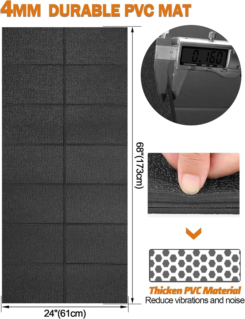 Treadmill Mat 68"x24", WERCHO Foldable Walking Pad Mat for Carpet Hardwood Floors 4mm Heavy-Duty Exercise Equipment