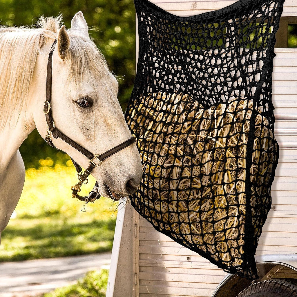 2 Pcs Slow Feed Hay Net for Horses, 35 x 31 Inch Hay Bag, Black
