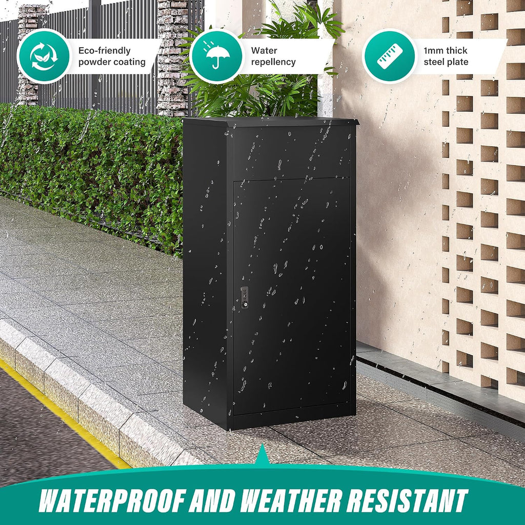 Large Package Delivery Box for Outside with Combination Lock,Parcel Drop Boxes Secure Storage, Anti-Theft Steel