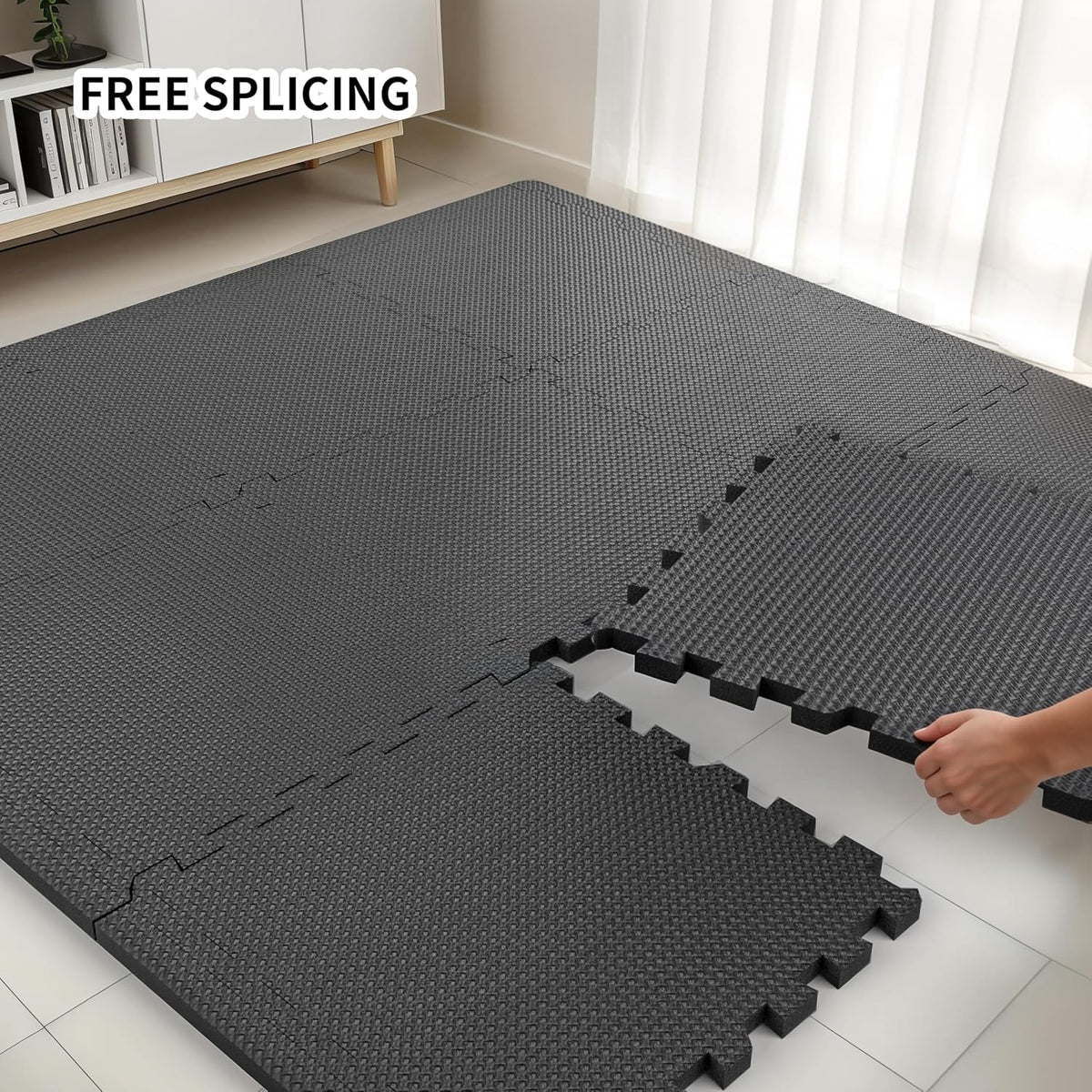 18 PCS Puzzle Exercise Mats, 11.8×11.8×0.4 Inch EVA Foam Interlocking Floor Tiles, Non-Slip Heavy-Duty Rubber Mats