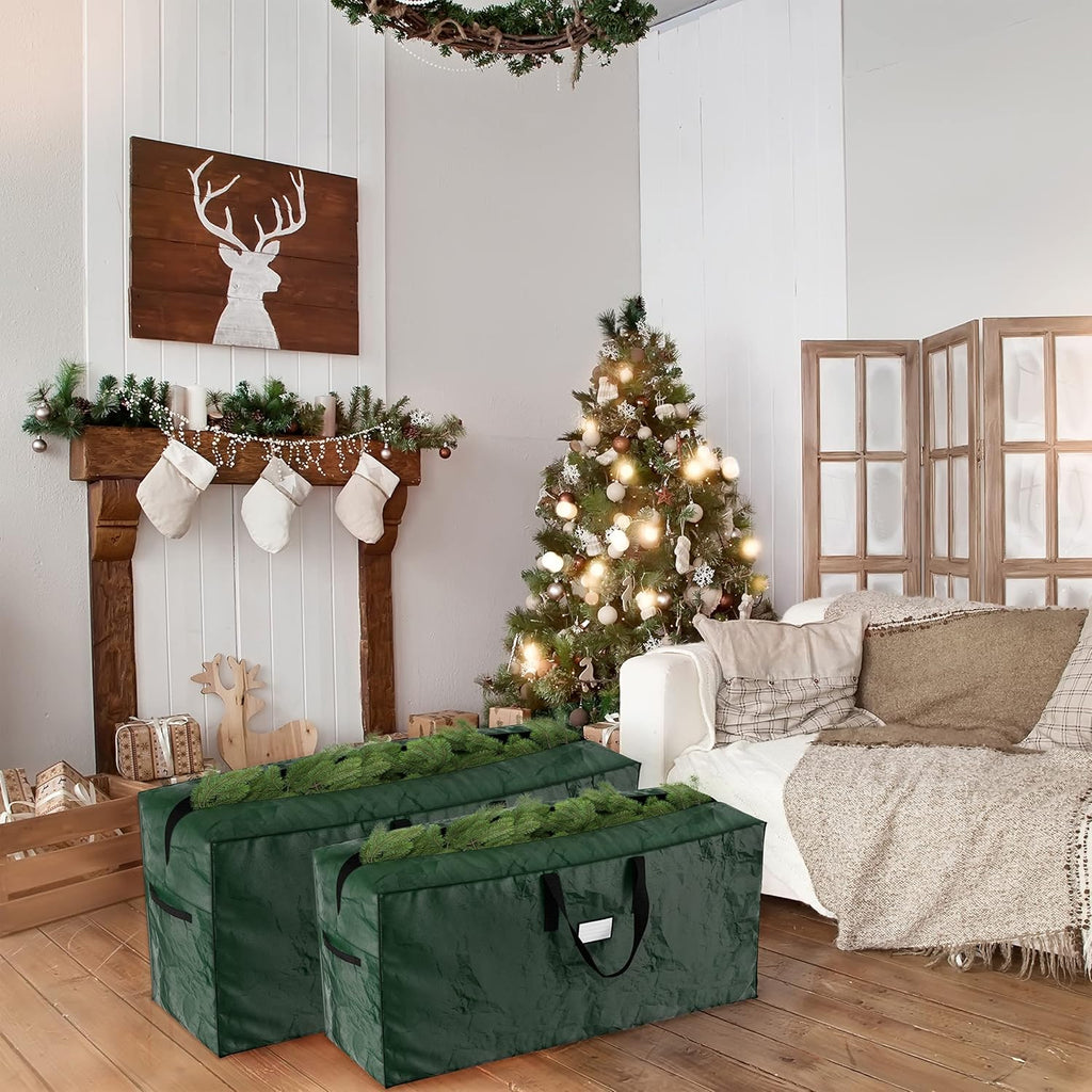 Set of 2 Christmas Tree Storage Bags - Waterproof Bags for 17-Foot Disassembled Artificial Trees, Garland, and