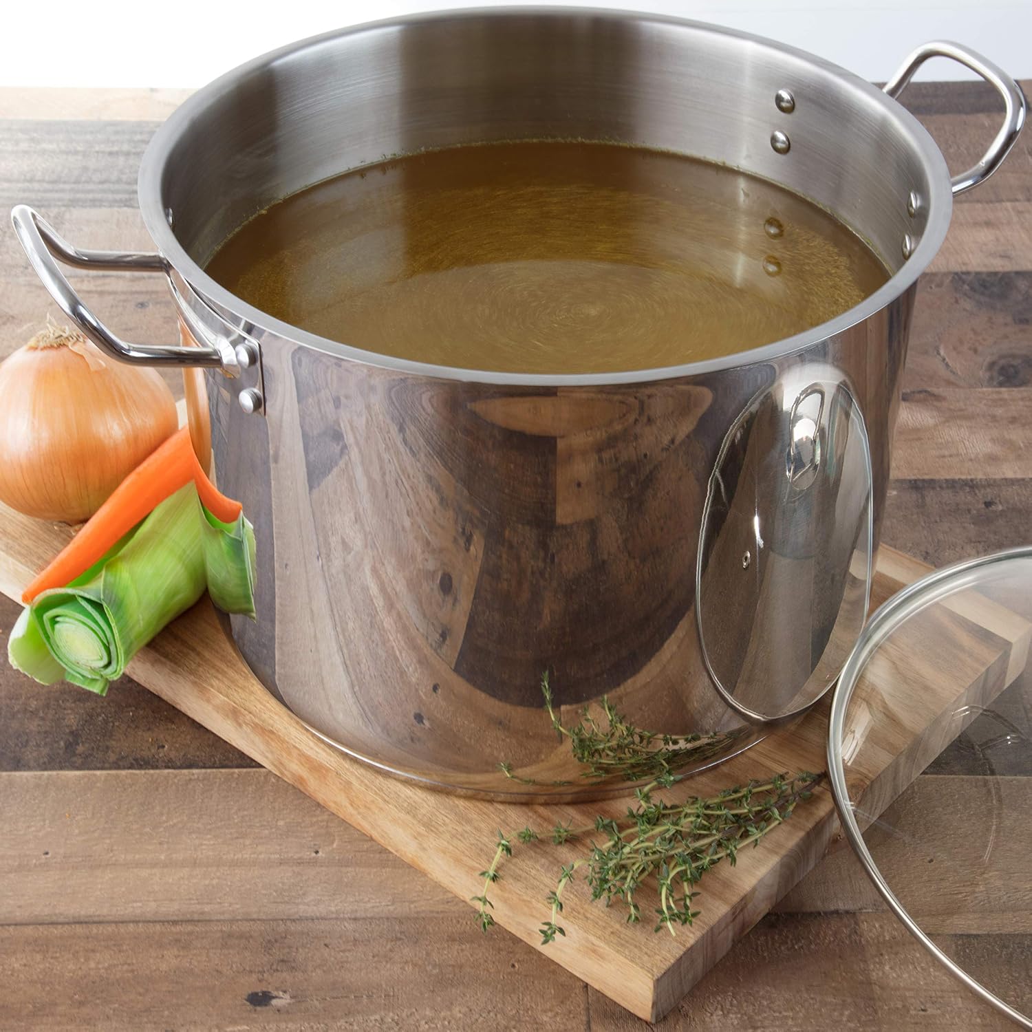 20 Quart Stock Pot with Lid, 18/10 Tri-Ply Stainless Steel | Professional Grade Stockpot with Stick Resistant