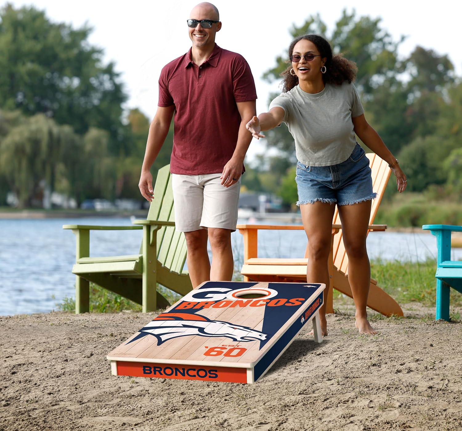 NFL 2’ x 4’ Professional Wood Cornhole Game with Logo Bags