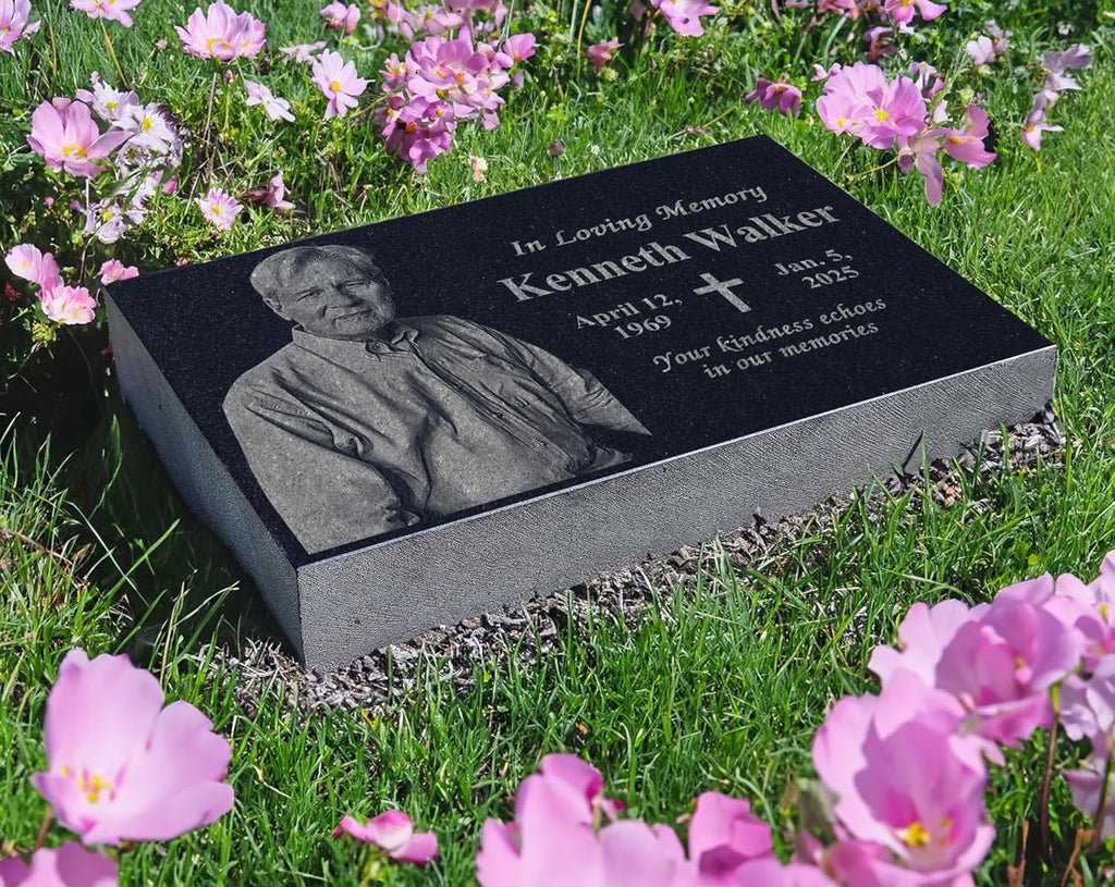 Memorial Headstone for Outdoors | Tombstone for Cemetery | Weatherproof Grave Marker | Memorial Cross | Yard Plaque |