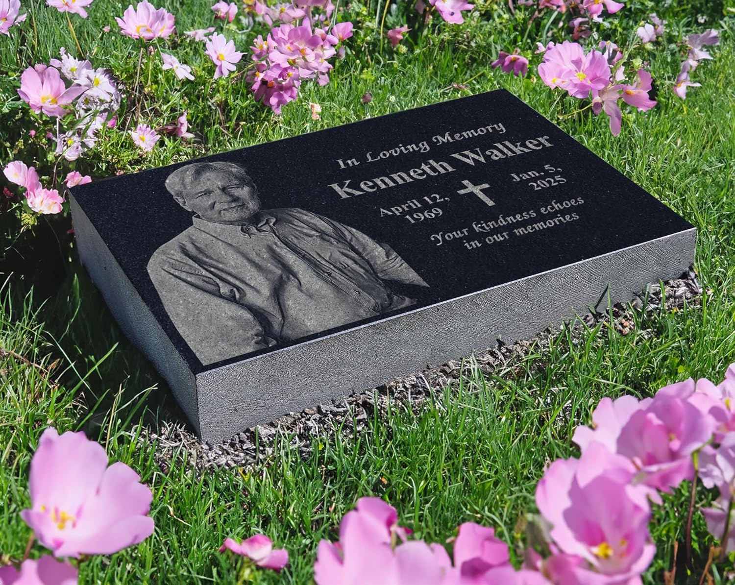 Memorial Headstone for Outdoors | Tombstone for Cemetery | Weatherproof Grave Marker | Memorial Cross | Yard Plaque |