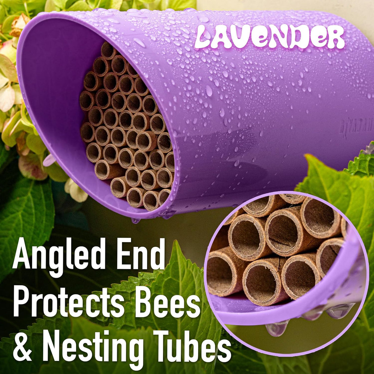 Color Splash Mason Bee House - Vibrant & Strong Waterproof Bee Hotel & Insect Habitat - Mason Bee Tubes Filled Bee