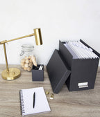 Bigso John Fiberboard Label Frame Desktop File Storage Box - Document Organizer for Important Paperwork - Durable
