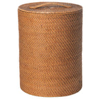 SMALL Rattan Laundry Hamper with Lid and Removable Liner Honey Brown