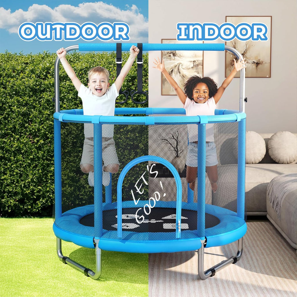 55’’ Trampoline for Kids with Safety Enclosure, Indoor & Outdoor Toddler Trampoline, Ultra Safe Design with Multi