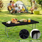 Black Spandex Elastic Tablecloth for 6 Foot Rectangle Tables