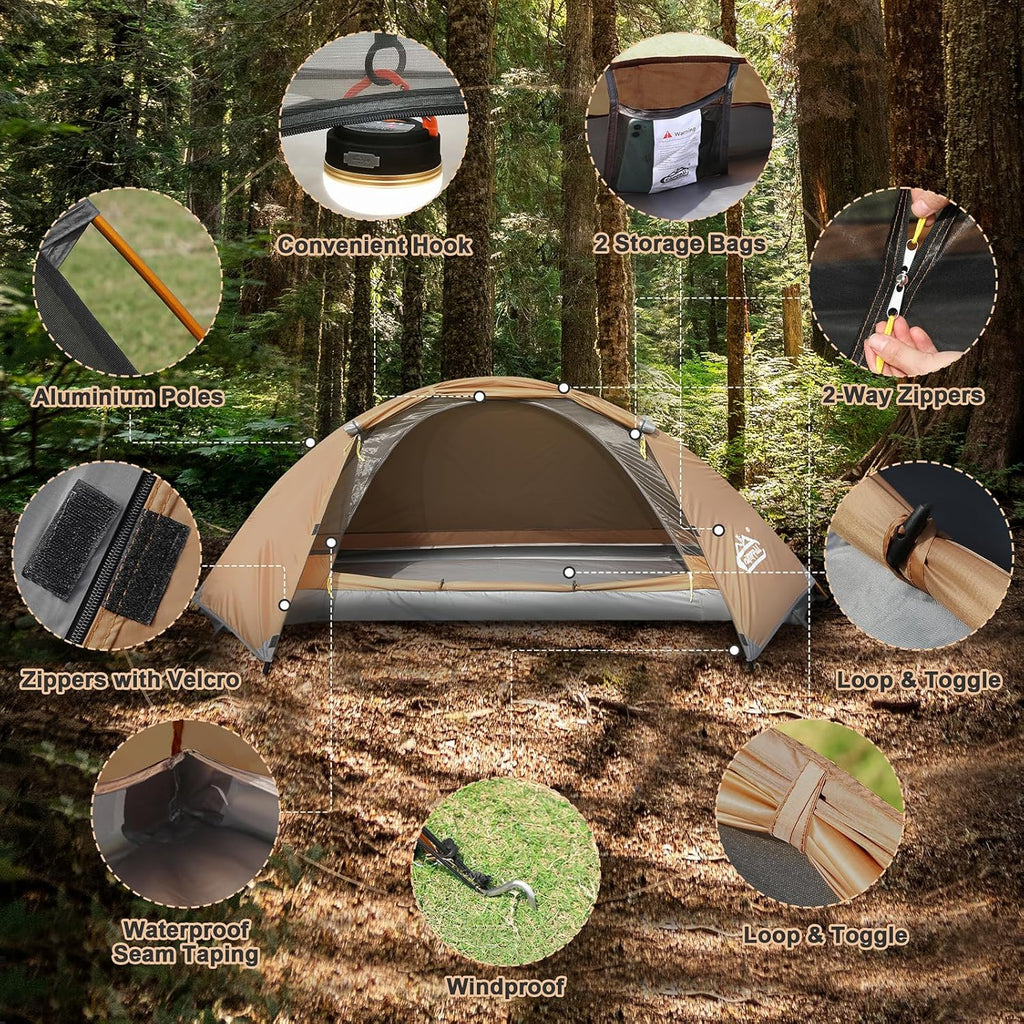1 Person Tent for Camping Hiking Mountain Hunting Backpacking Tents 4 Season Resistance to Windproof Rainproof and