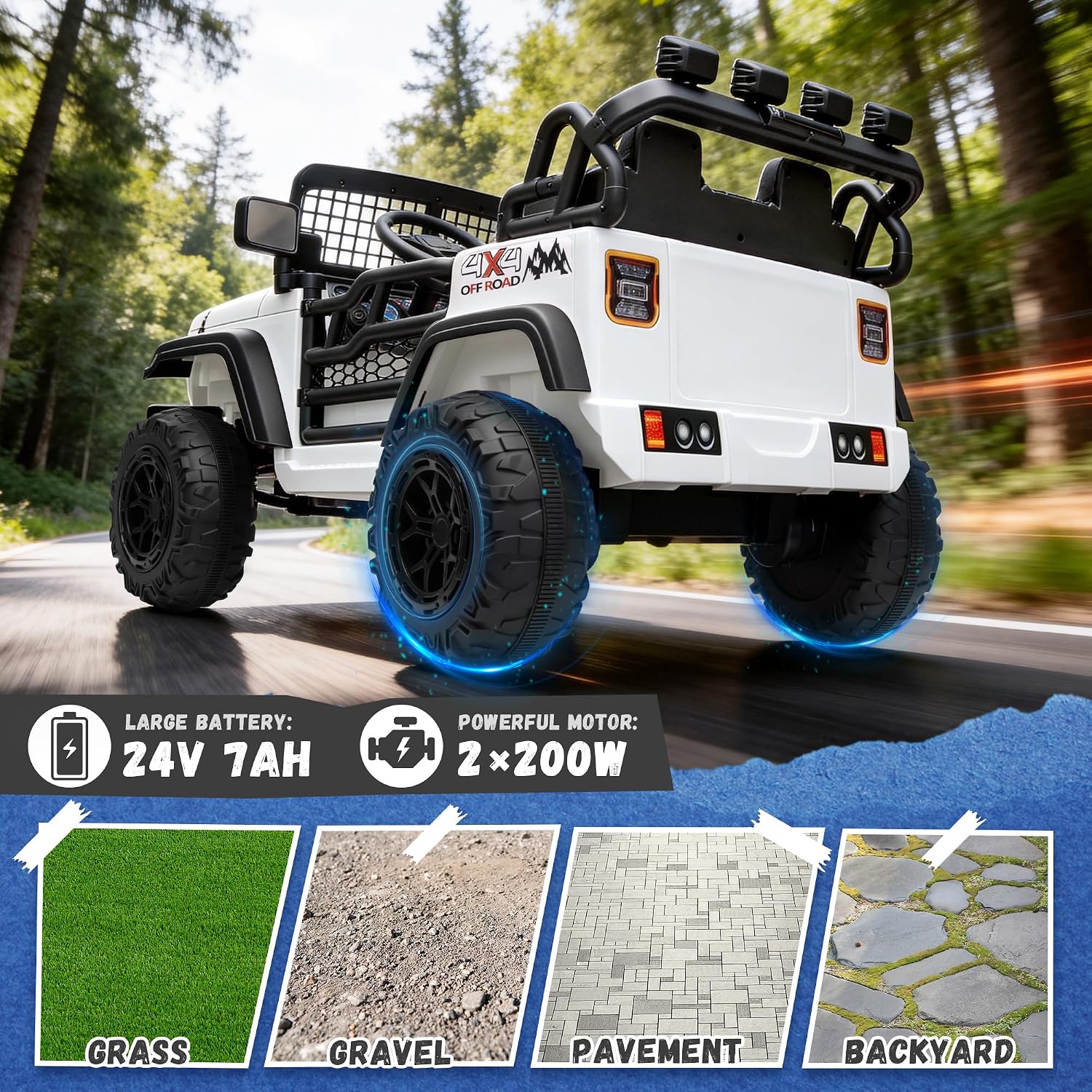 24V 2-Seater Kids Ride On Truck Car with Remote Control, Electric Off-Road with LED Lights, Spring Suspension
