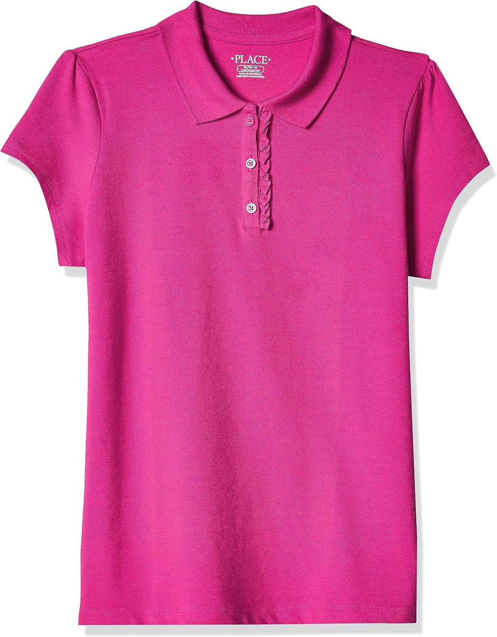 girls Uniform Ruffle Pique Polo Shirt, Aurora Pink, X-Large US