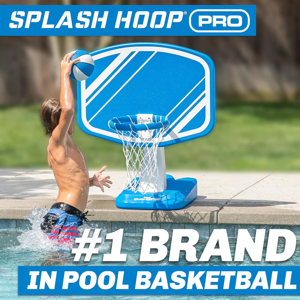 Splash Hoop PRO Pool Basketball Game – Modern Poolside Basketball Hoop with Backboard, Ball & Pump – Swimming Pool