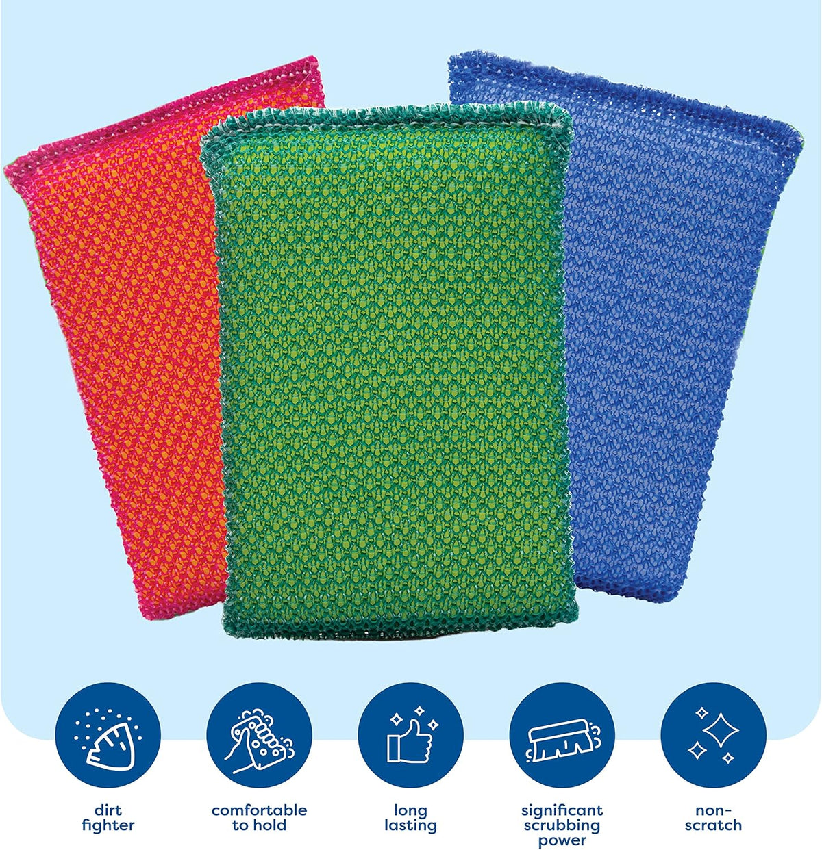 Multi-Purpose Scouring Pad - Non-Scratch Cleaning Sponges for Pots, Pans, Dishes, Utensils & Non-Stick Cookware