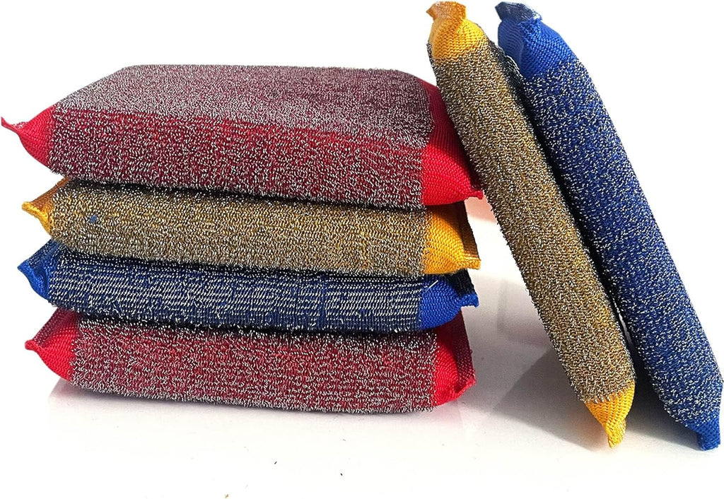 Steel Wool Scrubber Kitchen Sponges - 6 Pack Kitchen Dish Sponges Scrubbers, Non-Scratch Microfiber sponges for