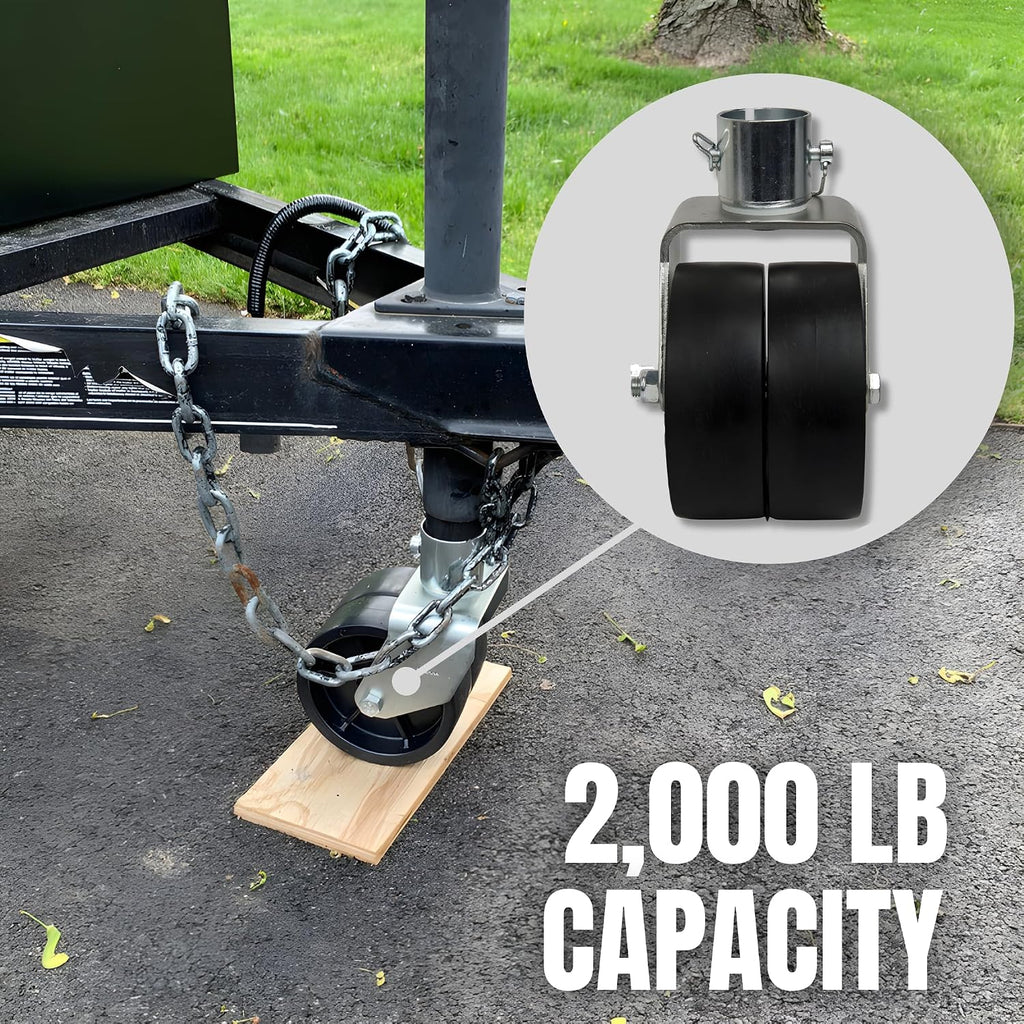 6" Trailer Tongue Jack Double Caster Wheel 2000lbs Capacity, with Pin, Swirl Jack, Dual