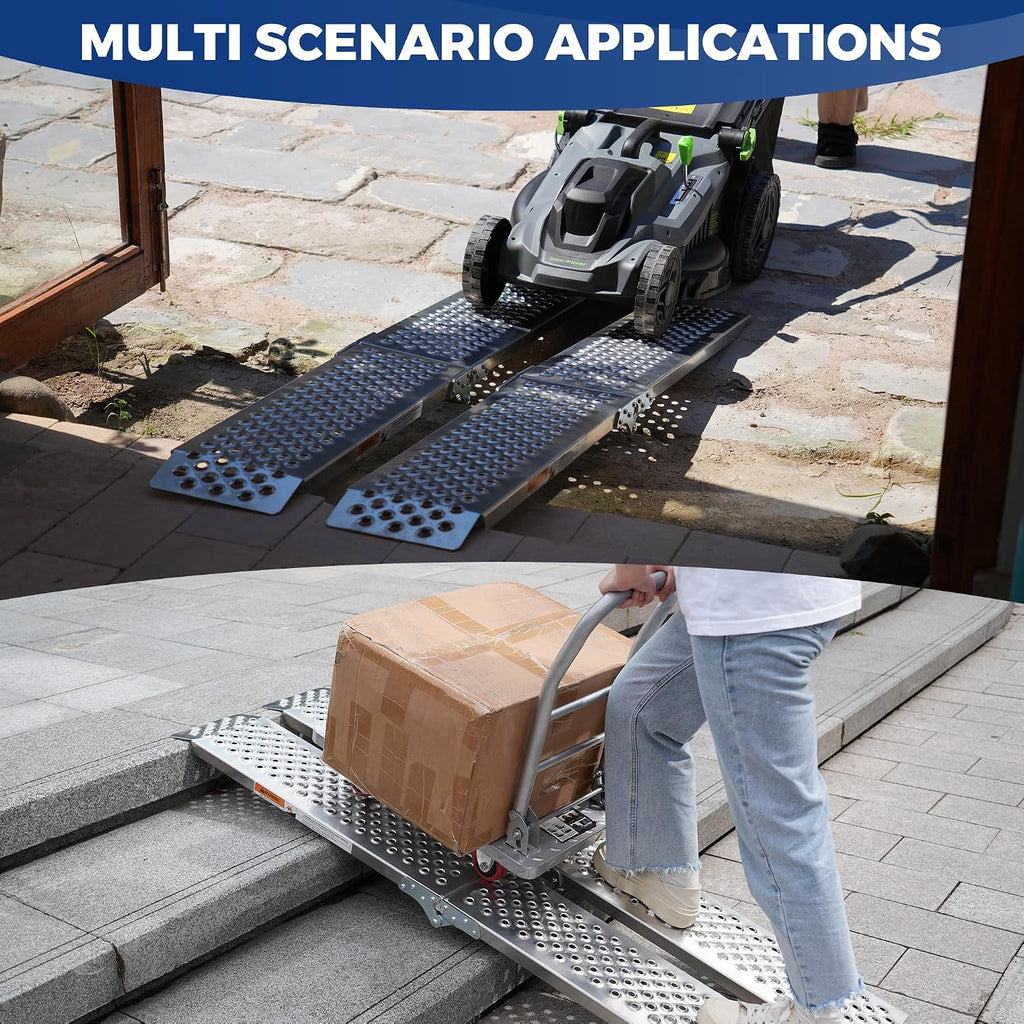 Loading Ramps, Portable Aluminum Ramps, 1500lbs Capacity per Pair, Truck Ramp for Lawn Mower, Motorcycles, Trailers