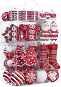 Christmas Tree Ornaments Set, 155ct Red and White Shatterproof Christmas Tree Decorations Bulk, Variety Traditional