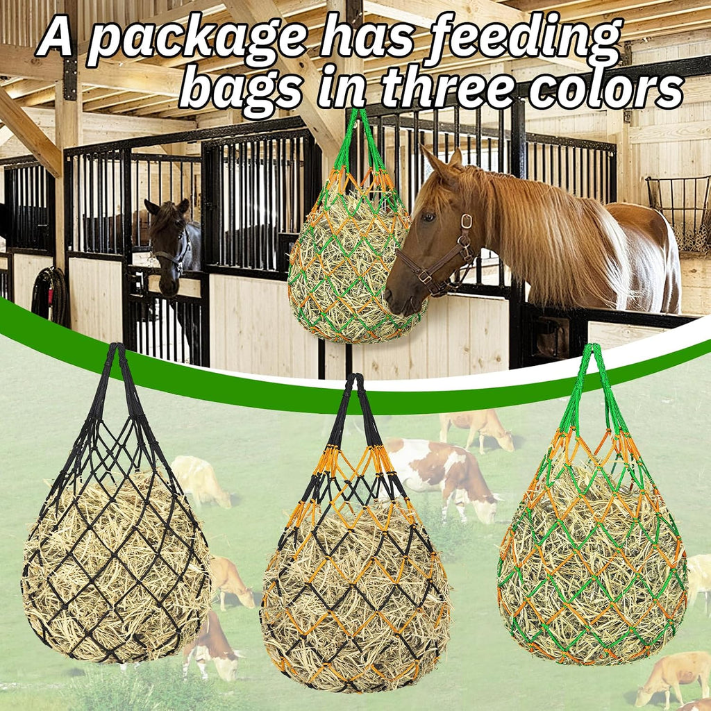 3 Pcs Hay Bags for Horses, Hay Nets for Horses Goat Sheep,Goat Hay Feeder for Slower Feeding,Strong Load-Bearing Hay