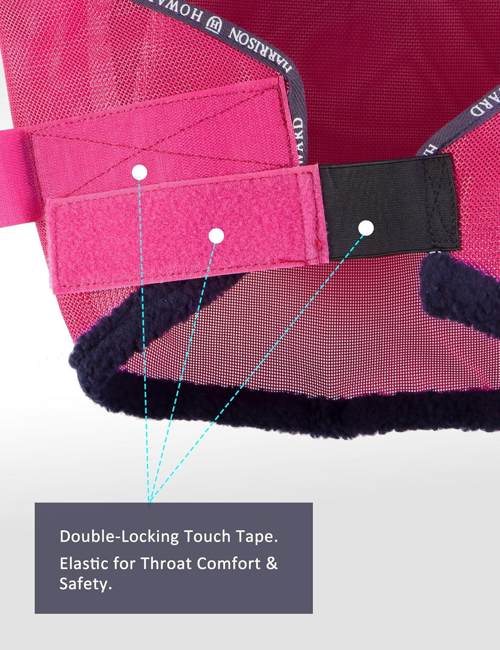All Round Mesh Horse Fly Mask UV Protective with Fleece Padded Edging Magenta L