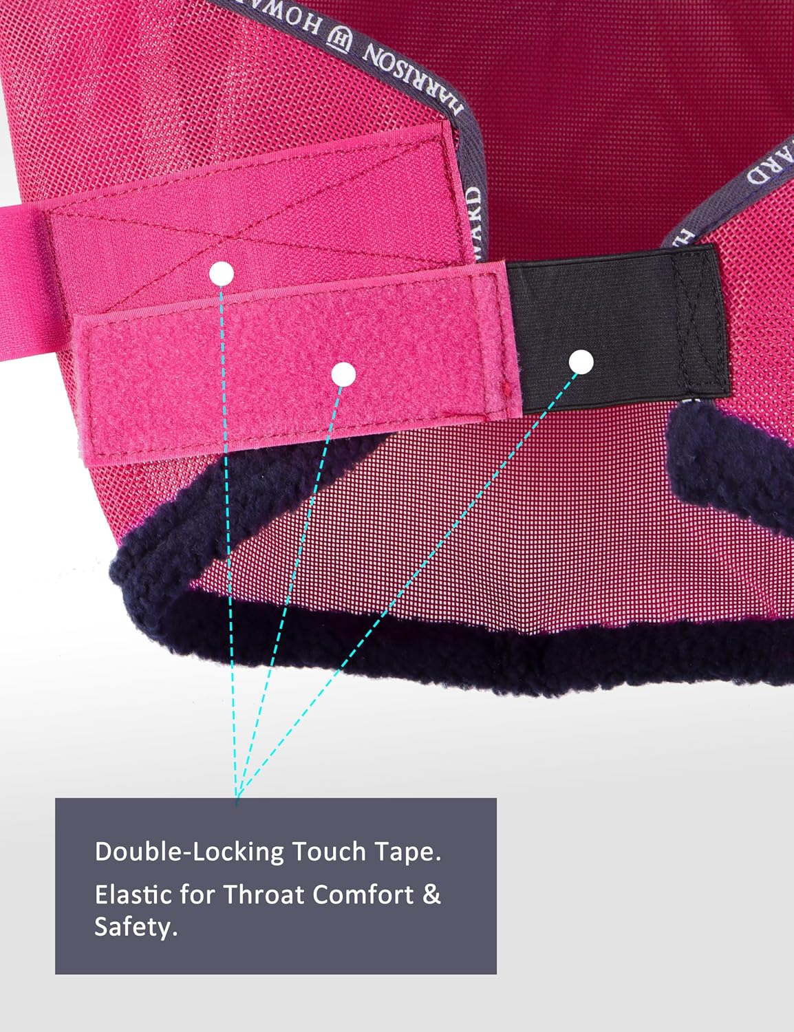 All Round Mesh Horse Fly Mask UV Protective with Fleece Padded Edging Magenta L