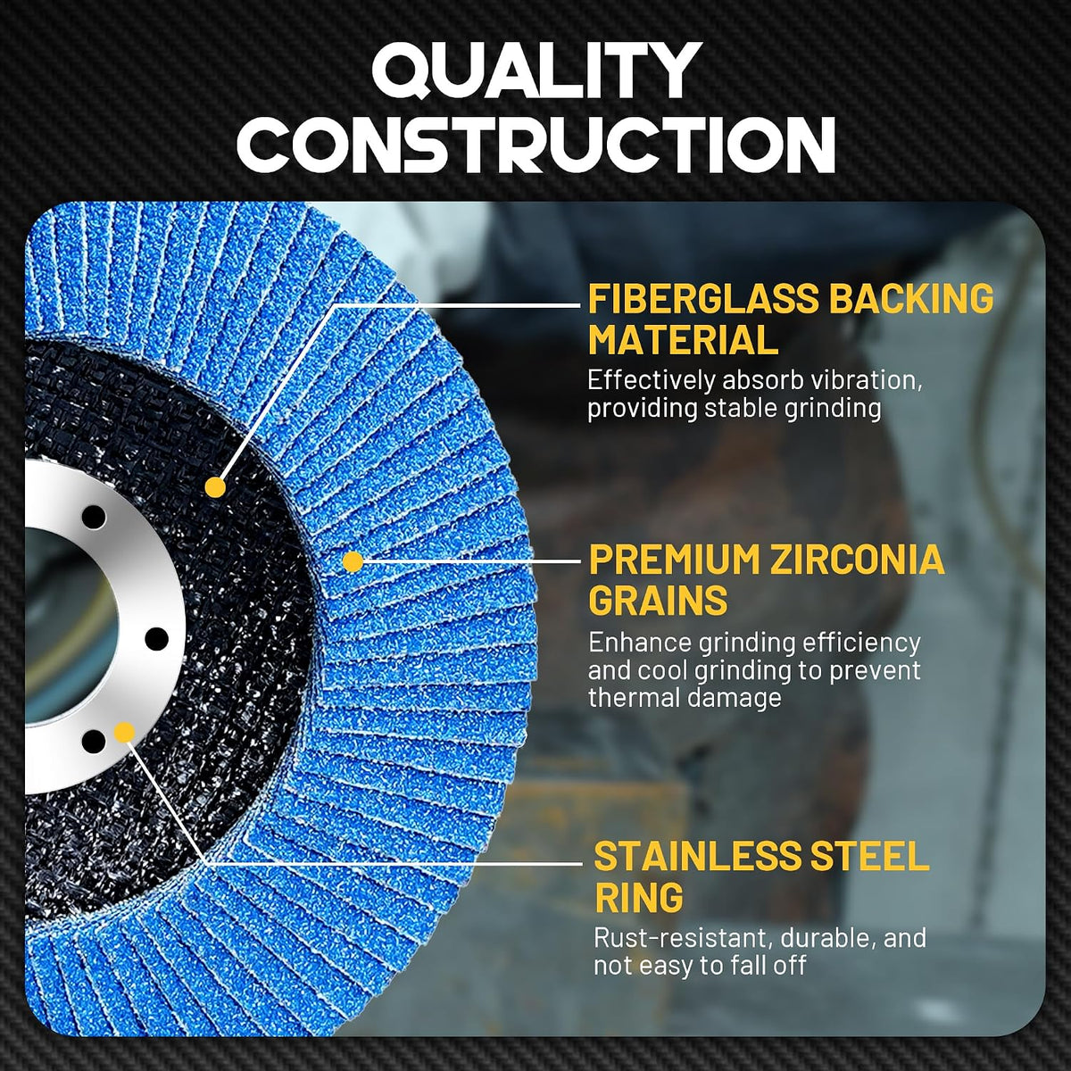 Zirconia Flap Disc 80 Grit High Density, 4-1/2 x 7/8-Inch, Type 29, 10-Pack