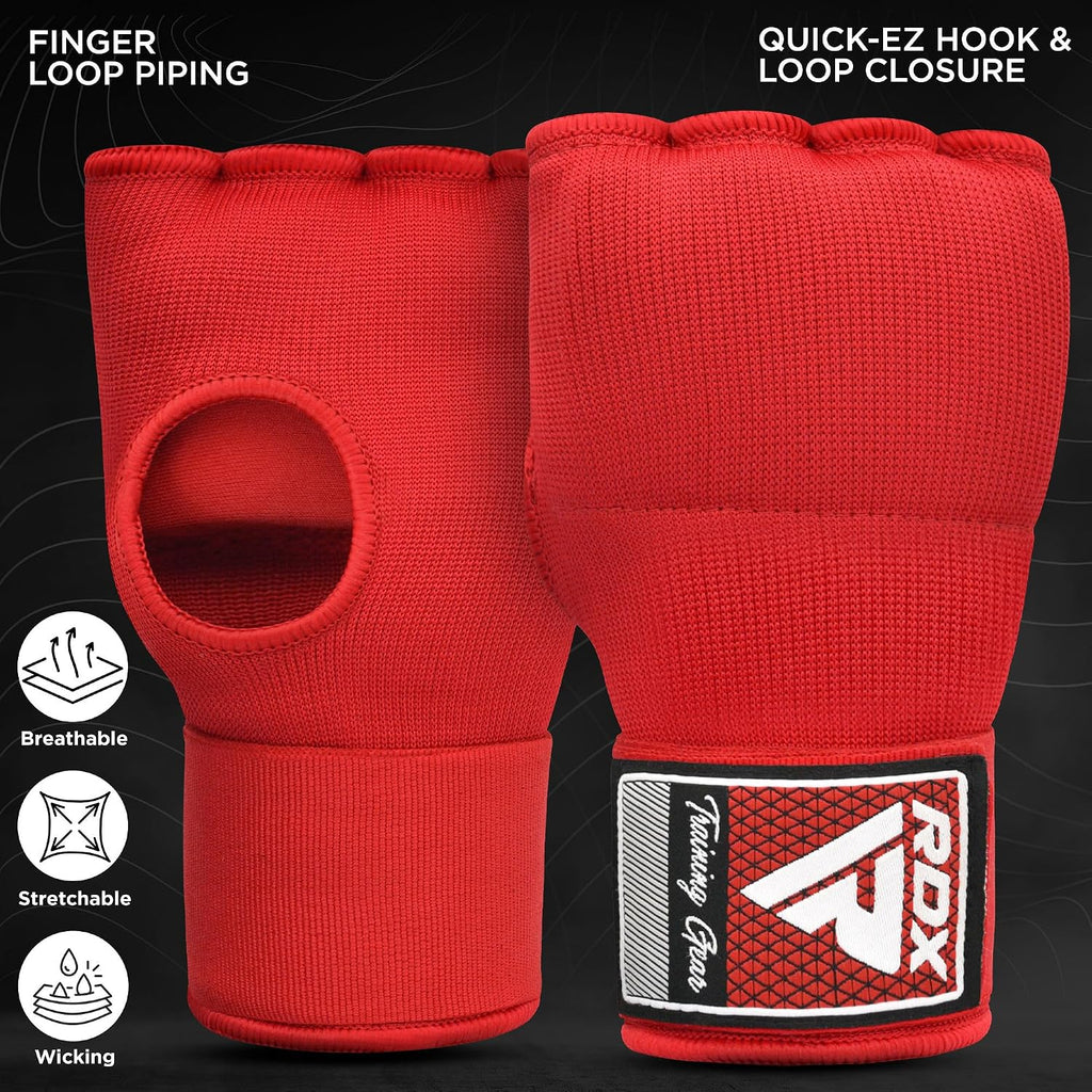 Gel Boxing Hand Wraps Inner Gloves Men Women, Quick 100cm Long Wrist Straps, Elasticated Padded Fist Under Mitts