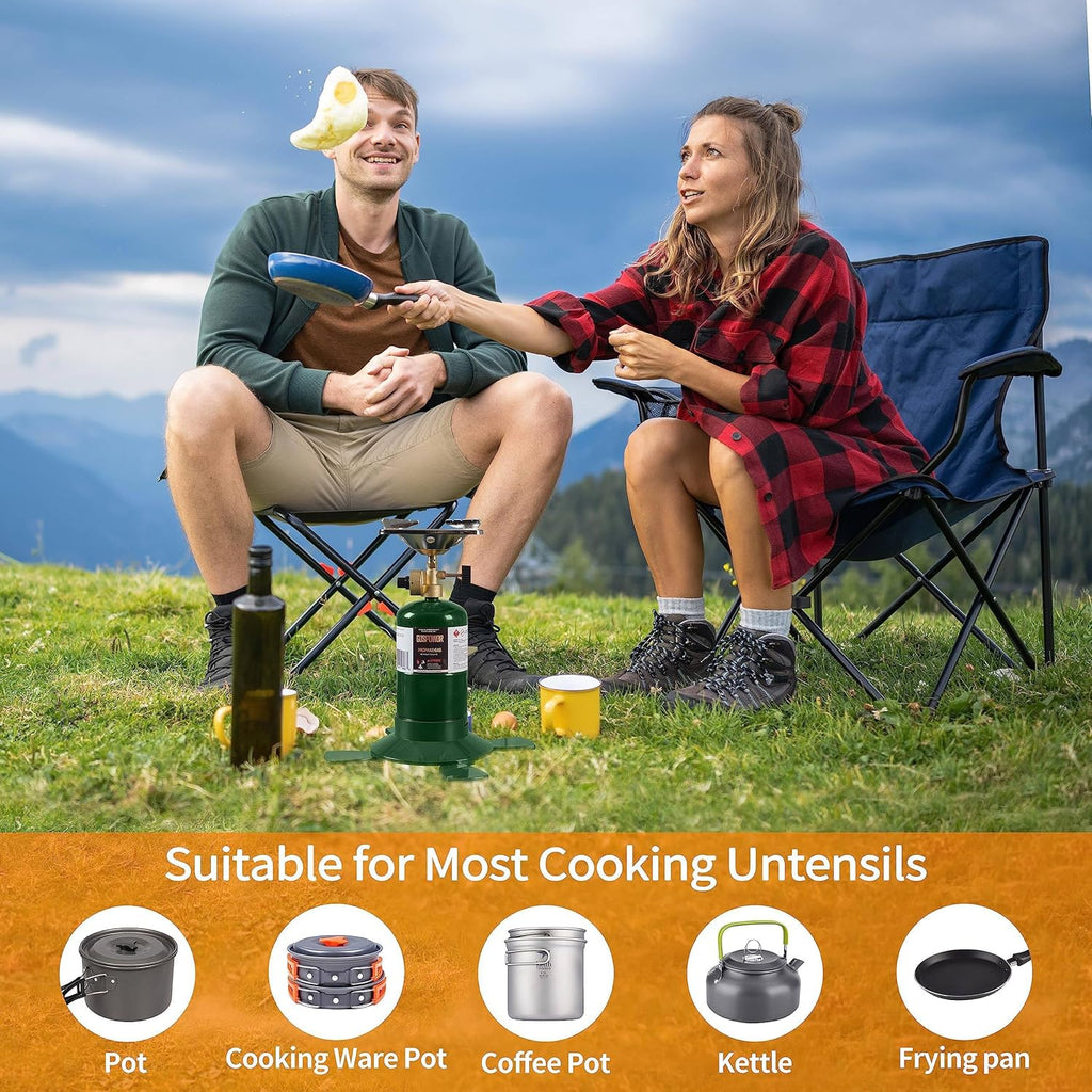 Propane Cylinder Top Stove with Adjustable Burner, 10000BTU Portable Camping/Backpacking Cooker,Camping Stove