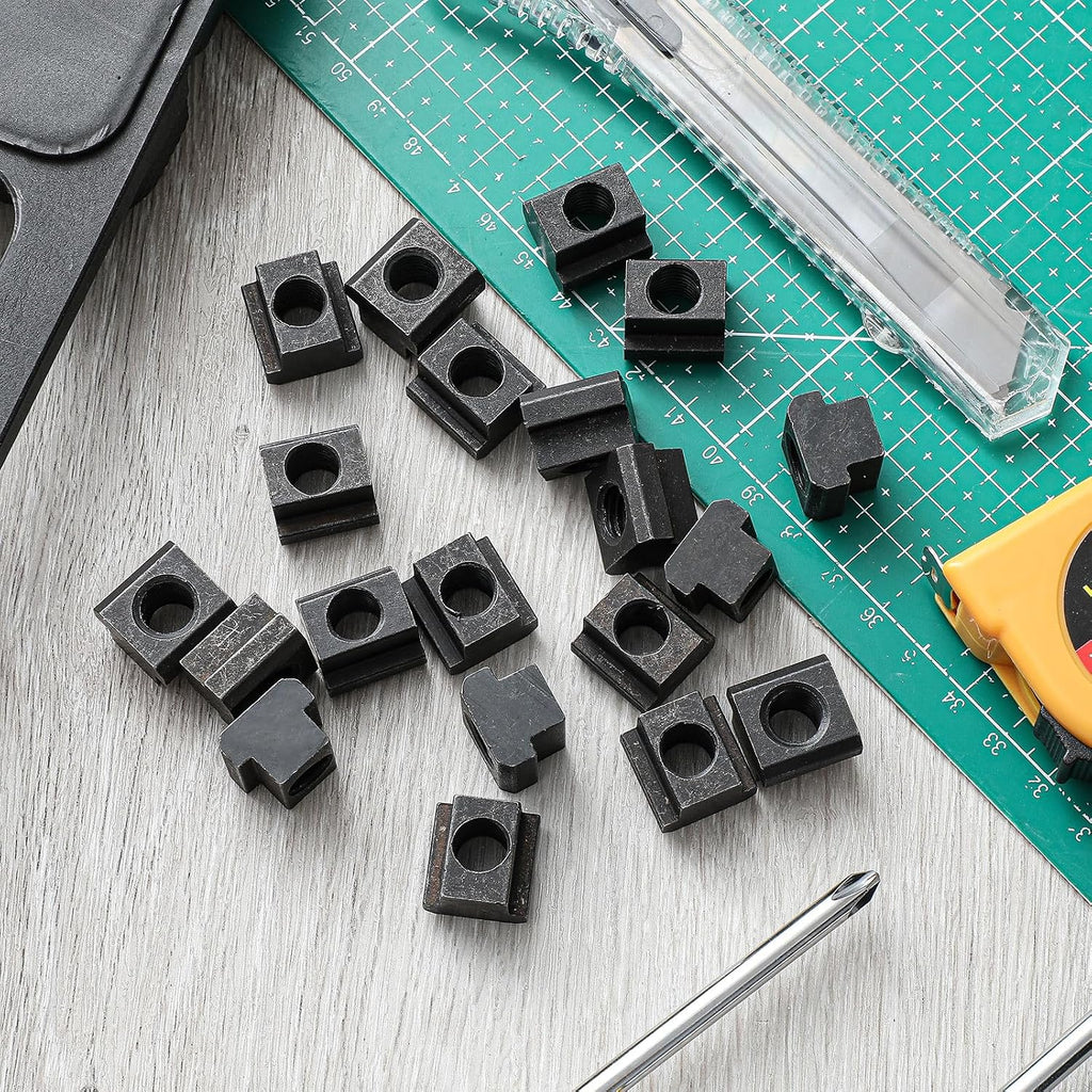 Yaocom 20 Pcs M10 T Slot Nuts, 3/8 Threads Black Oxide Finish Table Slot