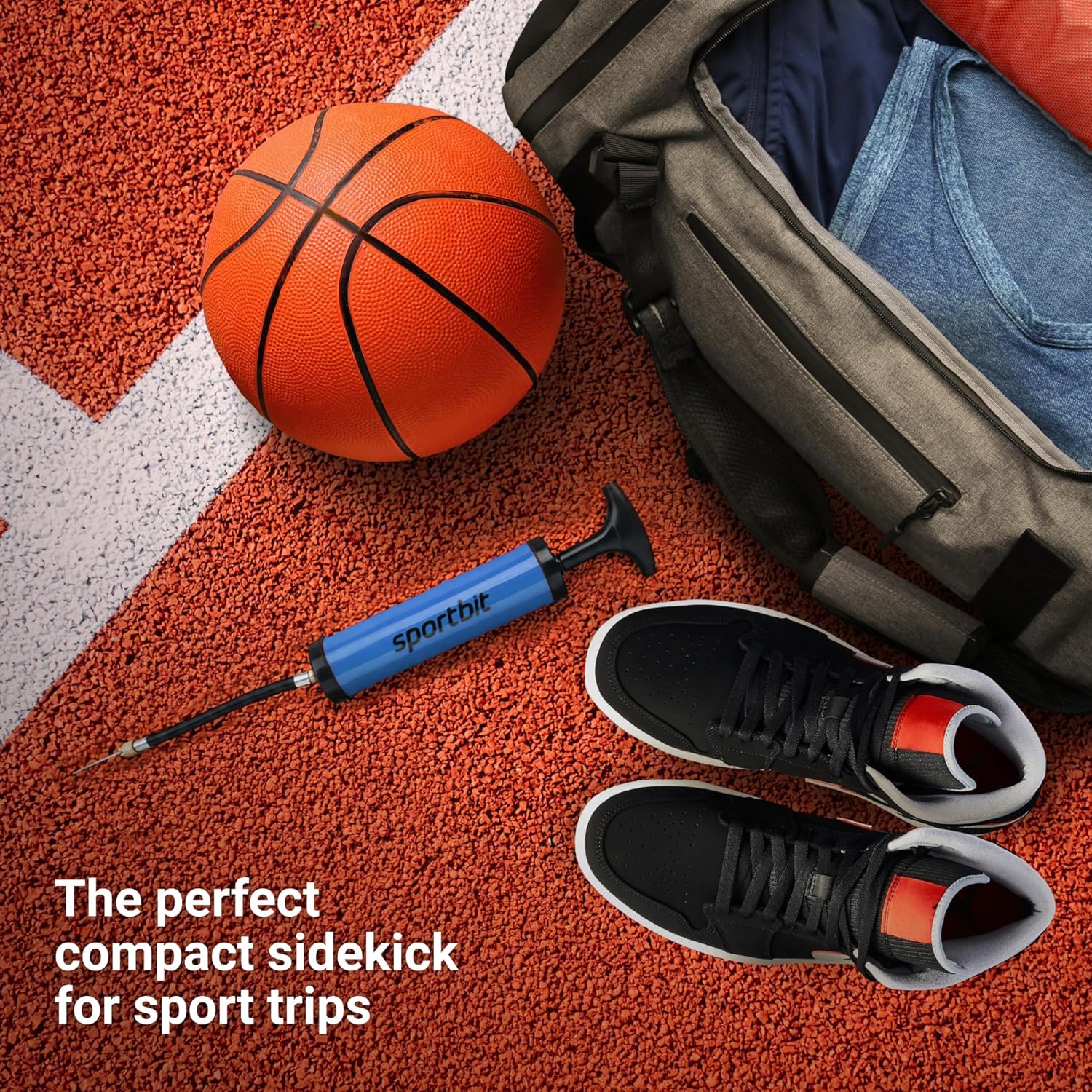 Ball Pump for Sports Balls - Push & Pull Inflating System - Hand Pump for All Exercise Balls - Volleyball Pump