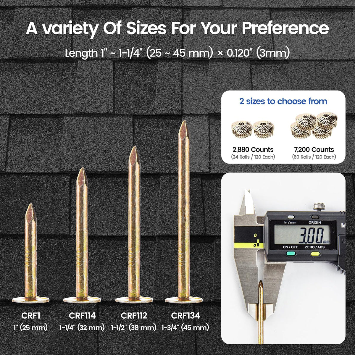 Roofing Nails 1-1/4 Inch 15 Degree Coil Nails Galvanized 2,880 Count